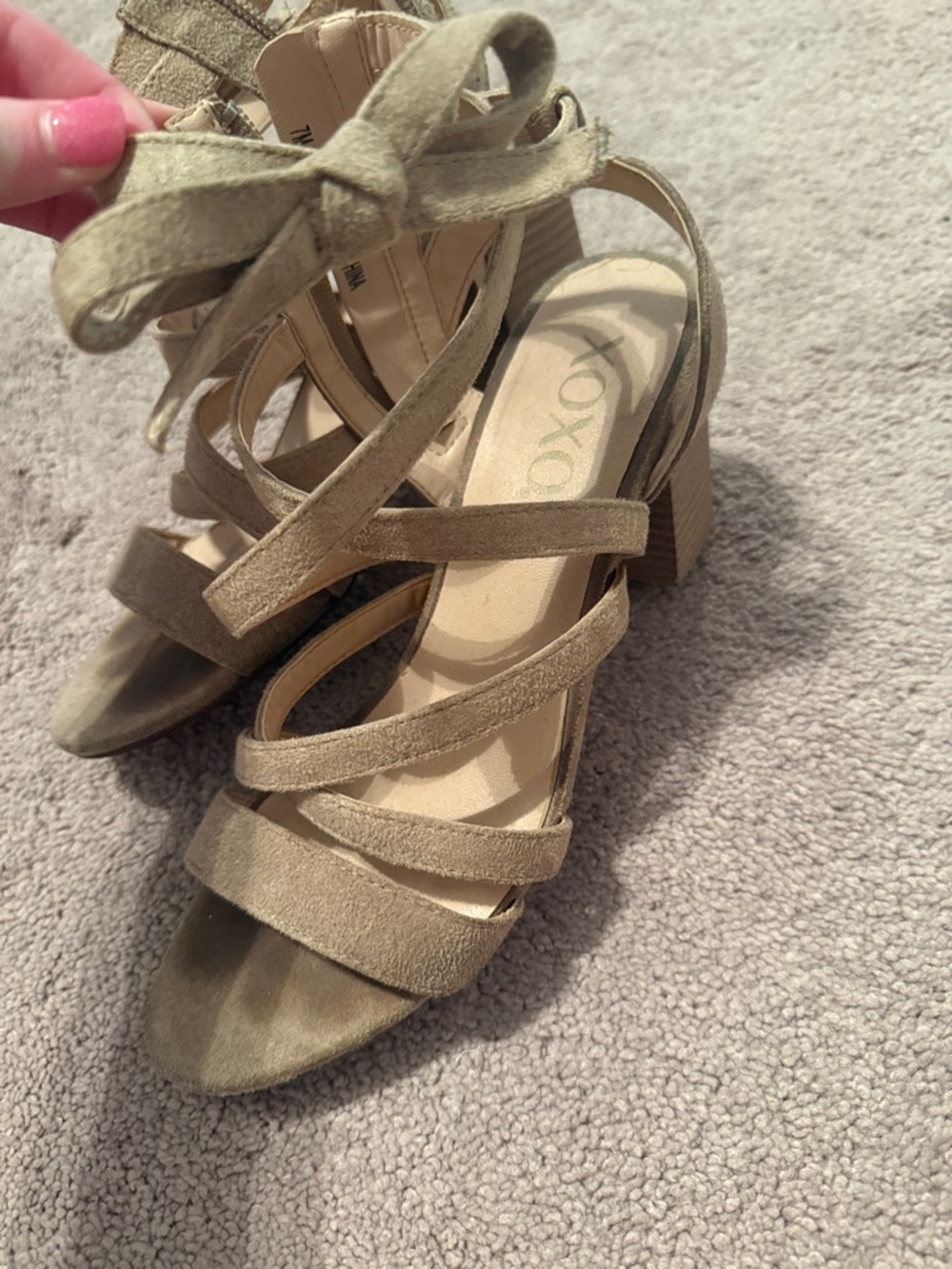XOXO Tan Strappy Block Heel Sandals